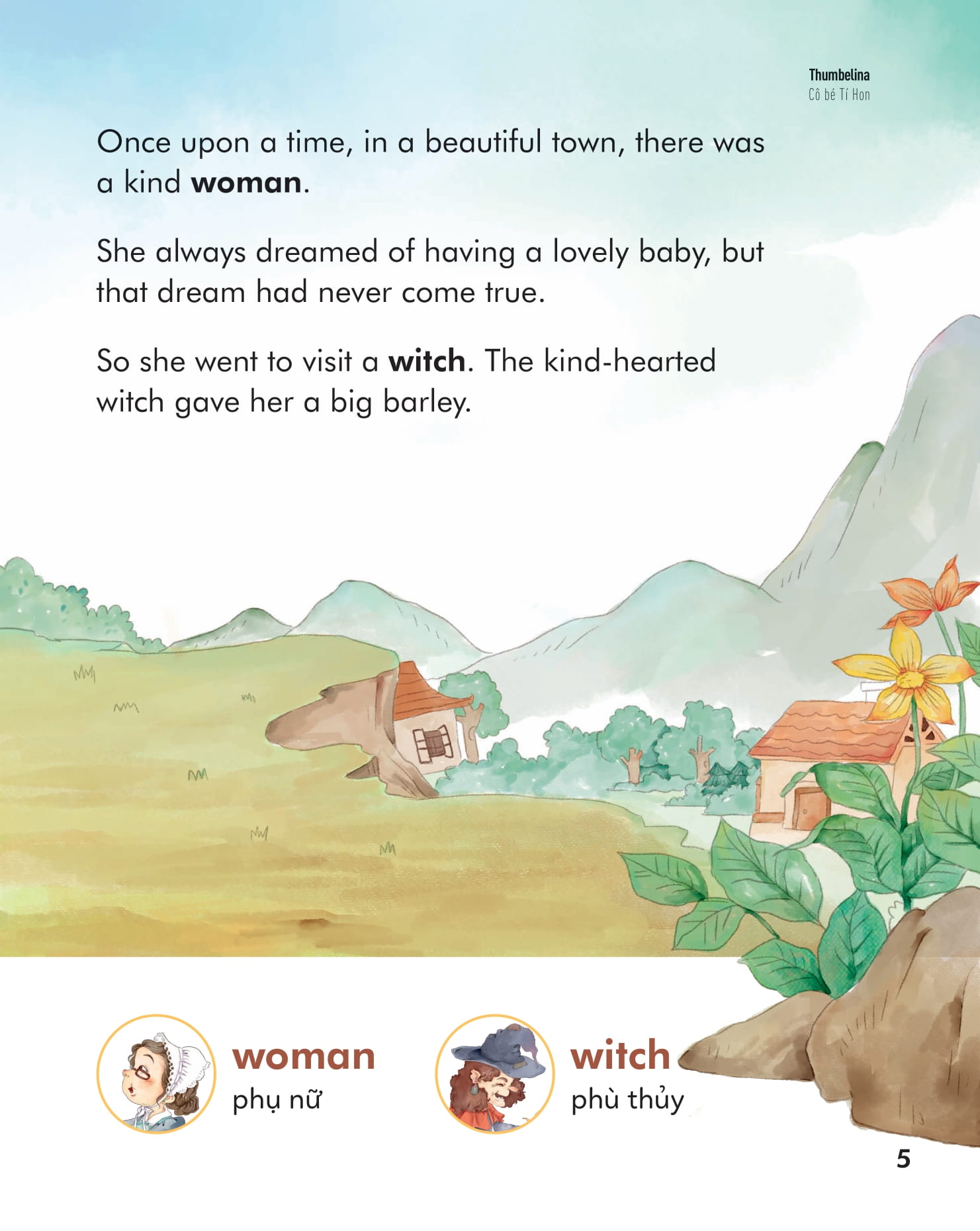 truyện cổ tích nổi tiếng (song ngữ việt anh) - thumbelina - cô bé tí hon