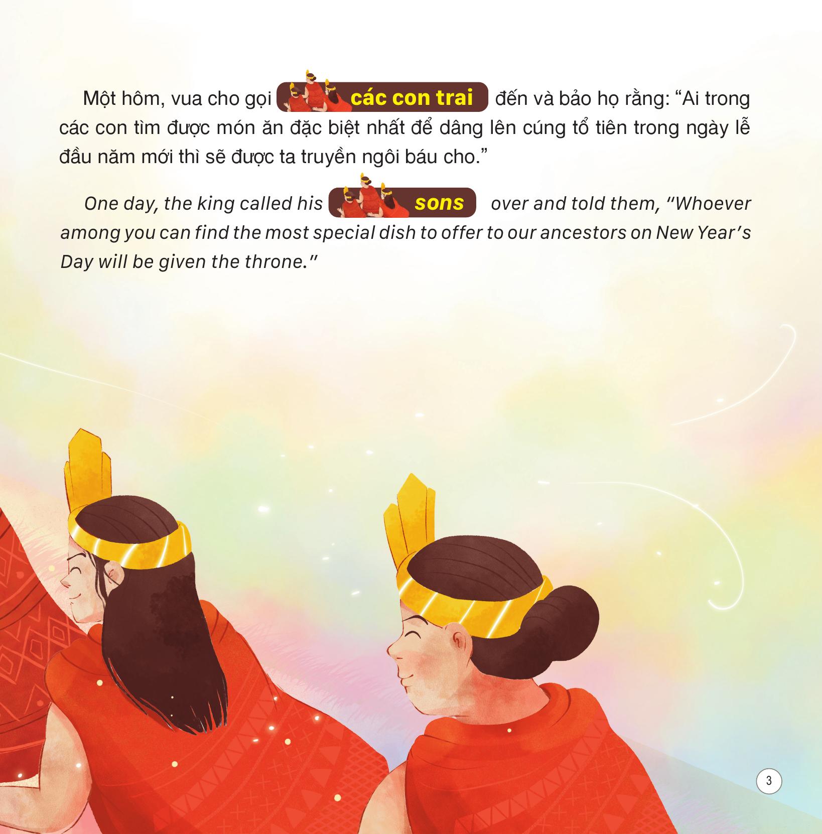 truyện cổ tích việt nam - sự tích bánh chưng, bánh giầy - song ngữ việt-anh