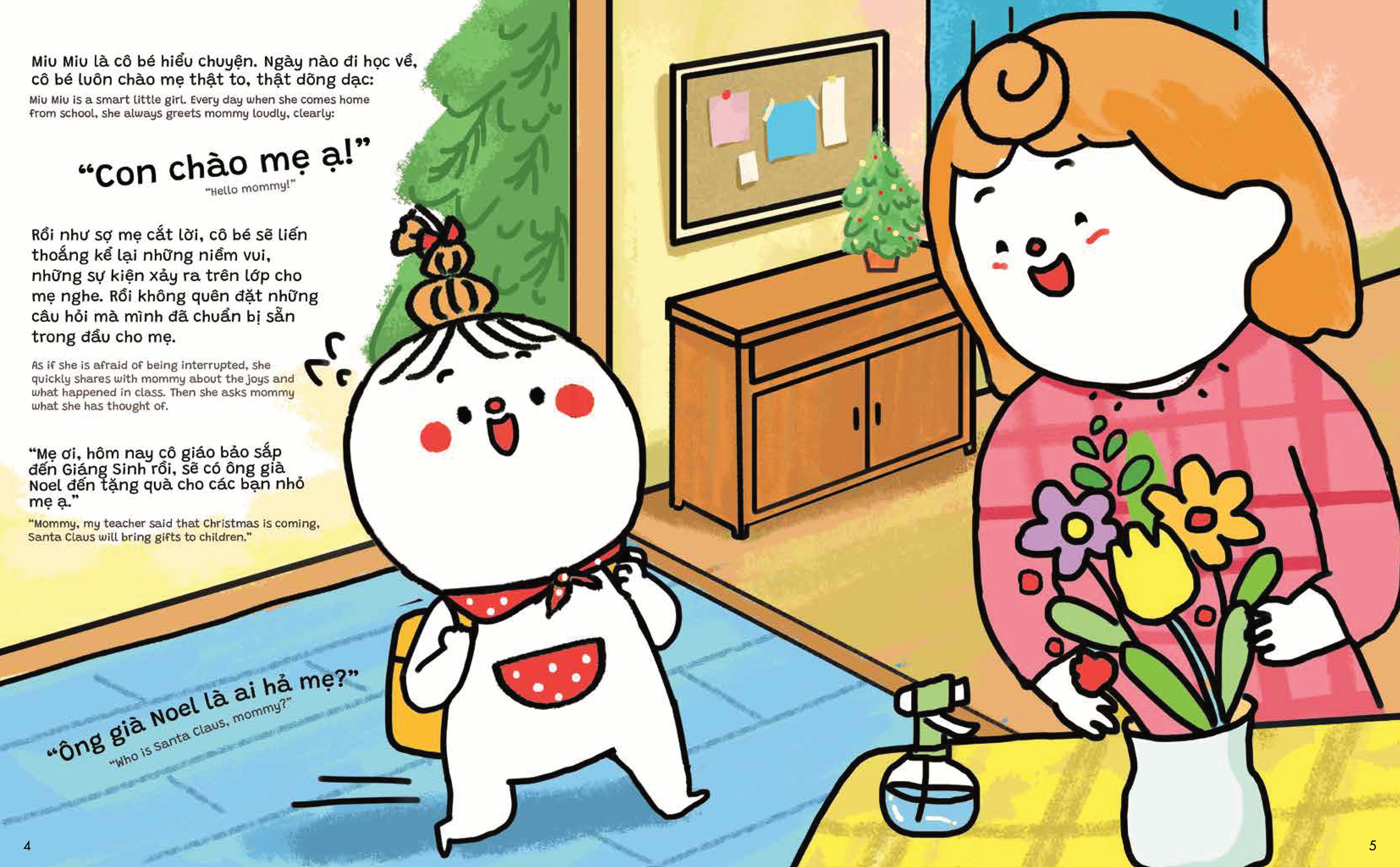 truyện ehon song ngữ việt-anh - miu bé nhỏ đón giáng sinh - thư gửi ông già noel