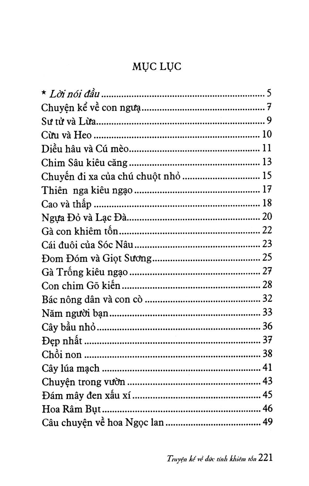 truyện kể về đức tính khiêm tốn