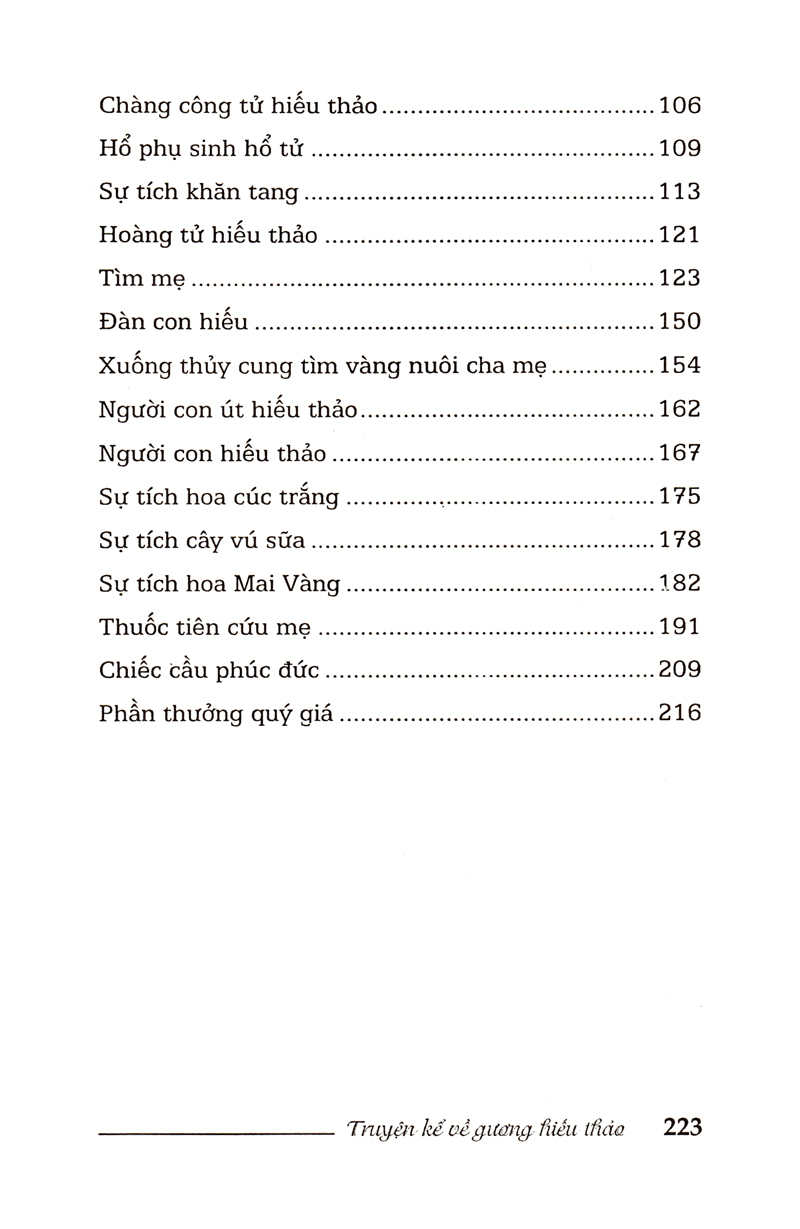 truyện kể về gương hiếu thảo