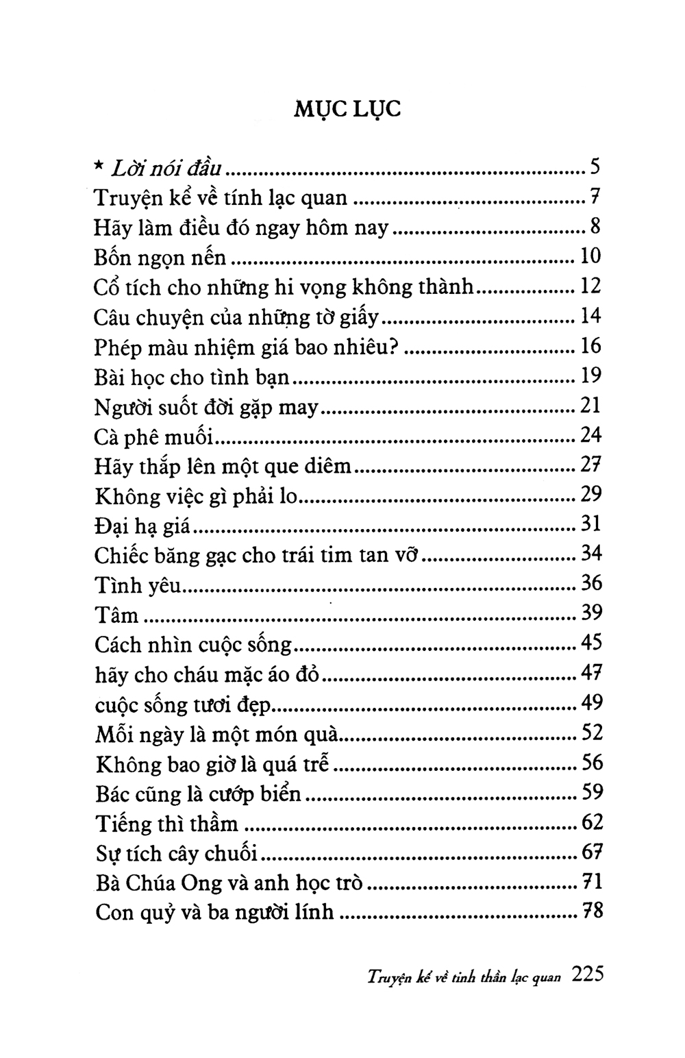 truyện kể về tinh thần lạc quan