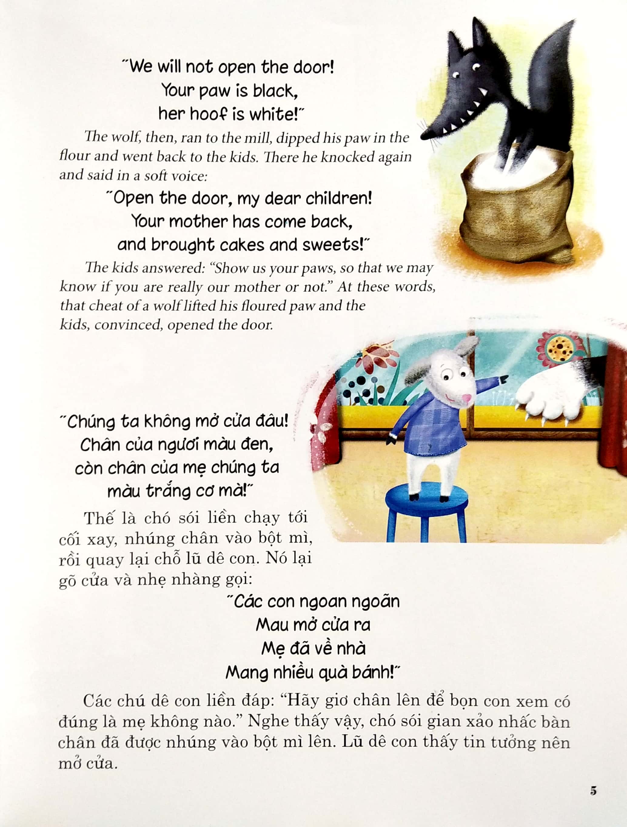 truyện song ngữ anh - việt: con sói và bảy chú dê con