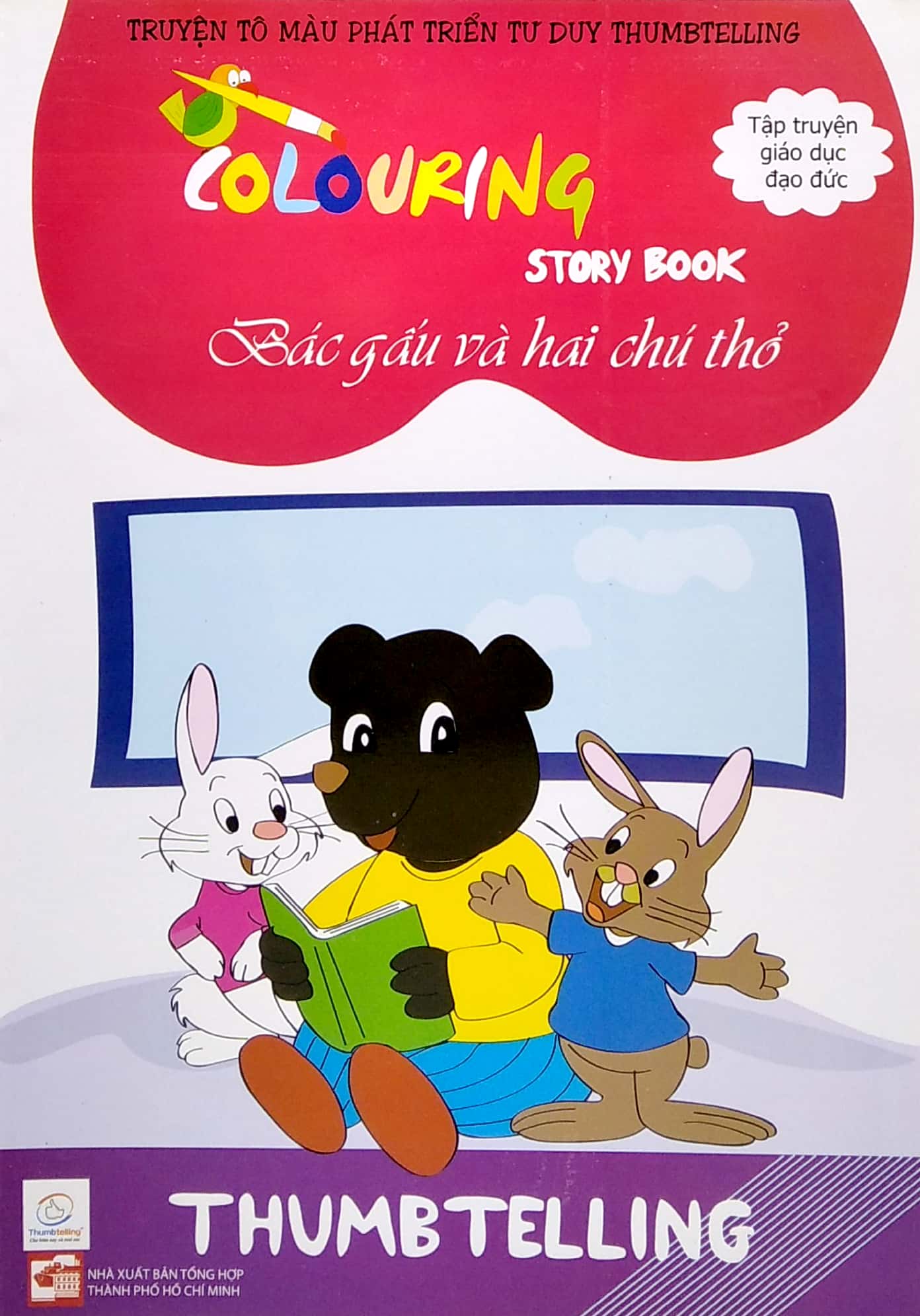 truyện tô màu phát triển tư duy thumbtelling - bác gấu và hai chú thỏ