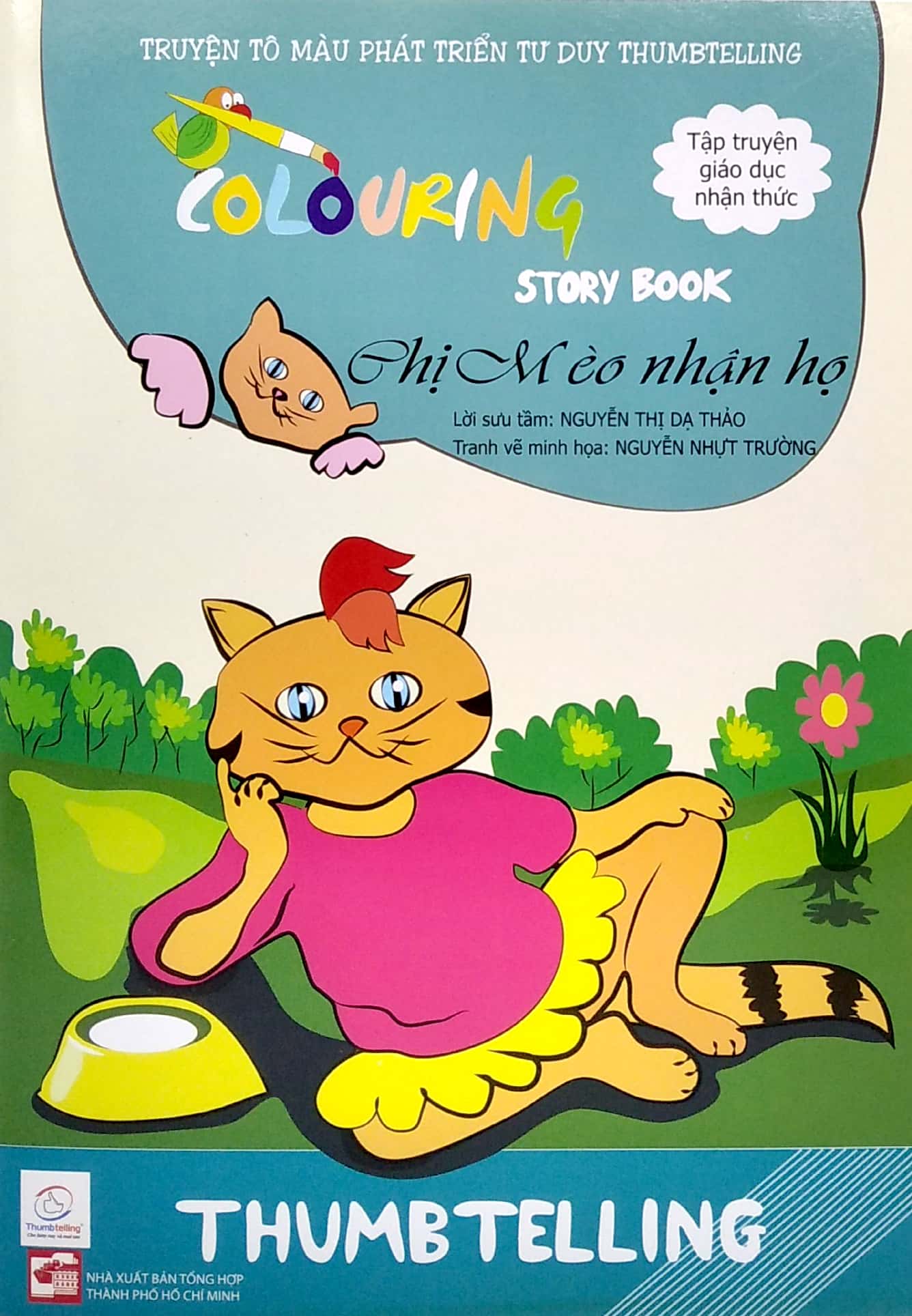 truyện tô màu phát triển tư duy thumbtelling - chị mèo nhận họ