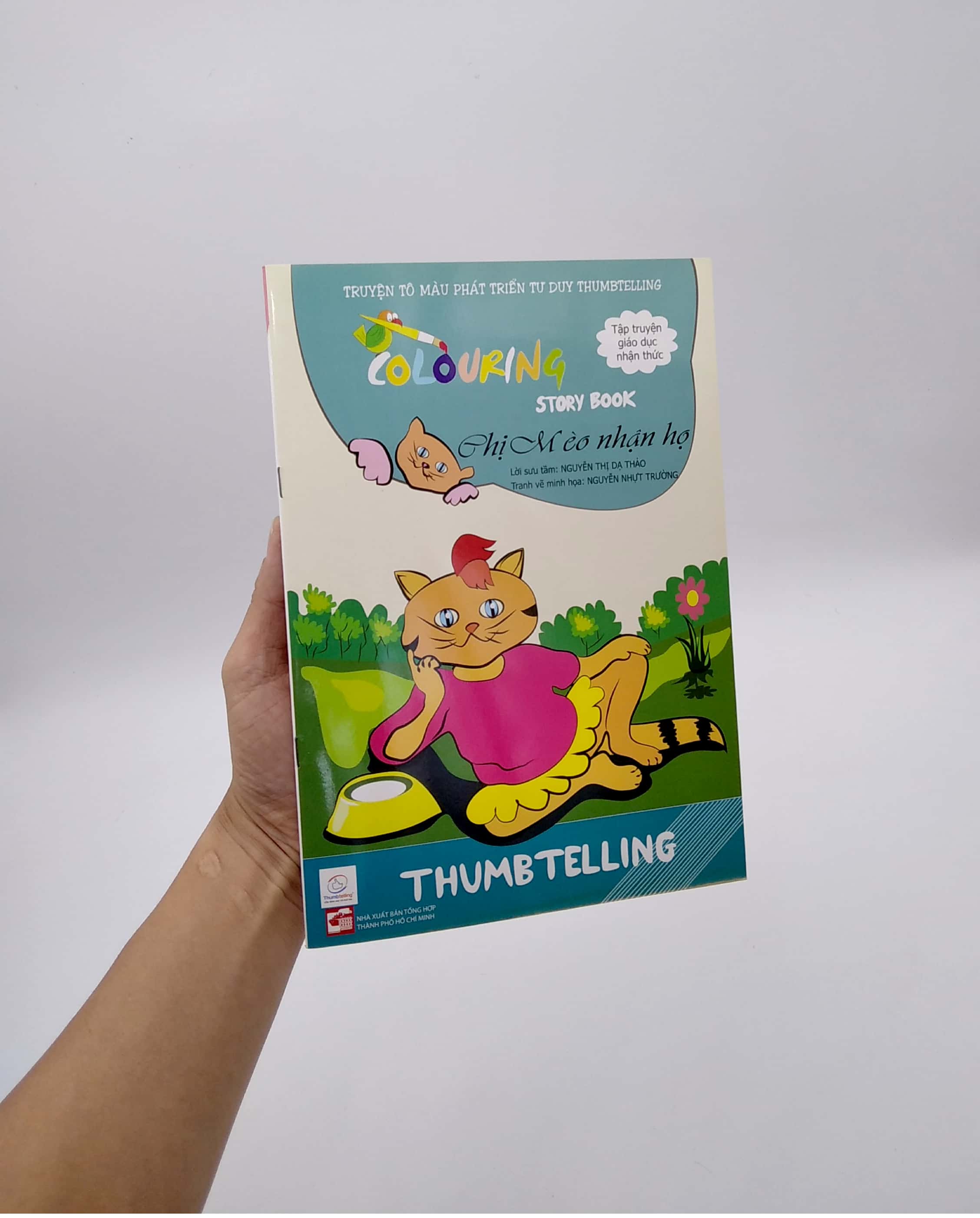 truyện tô màu phát triển tư duy thumbtelling - chị mèo nhận họ