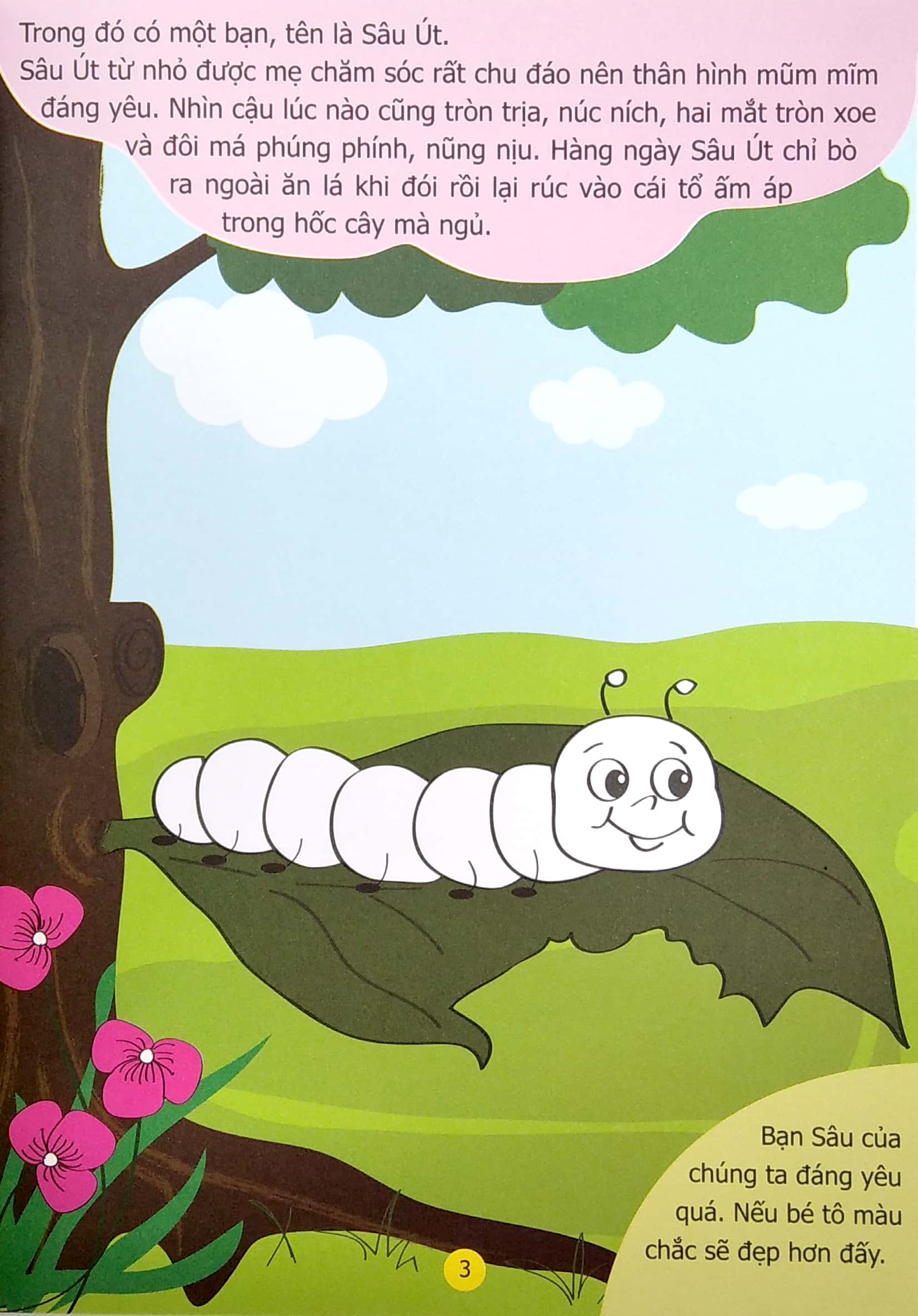 truyện tô màu phát triển tư duy thumbtelling - chú sâu lười vận động