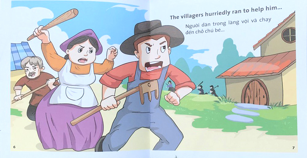 truyện tranh ngụ ngôn dành cho thiếu nhi song ngữ anh-việt - chú bé chăn cừu