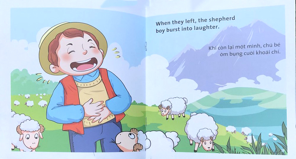 truyện tranh ngụ ngôn dành cho thiếu nhi song ngữ anh-việt - chú bé chăn cừu