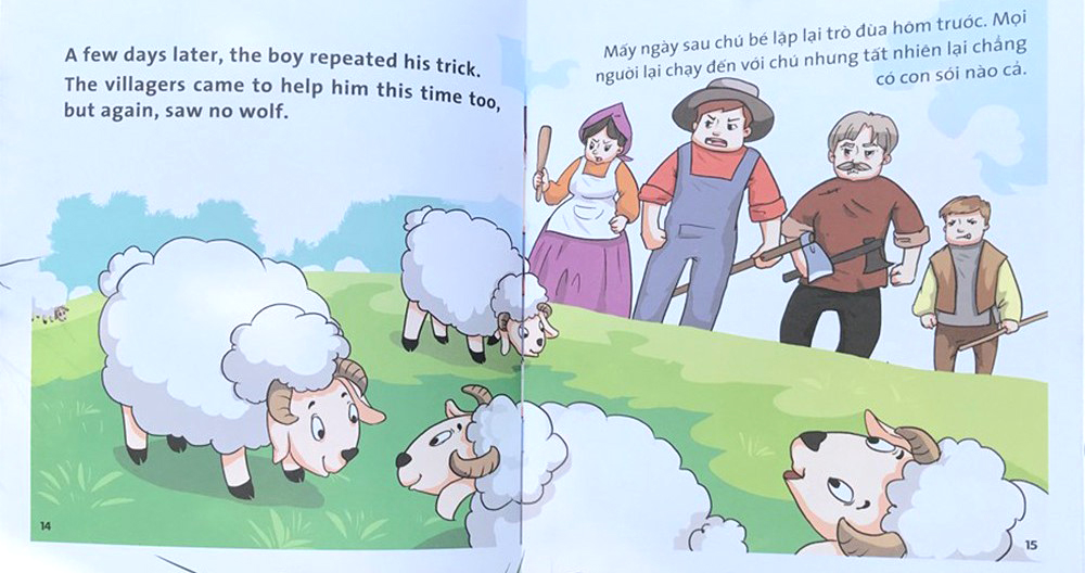 truyện tranh ngụ ngôn dành cho thiếu nhi song ngữ anh-việt - chú bé chăn cừu
