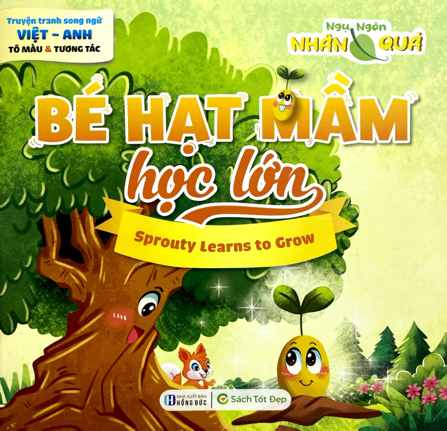 truyện tranh song ngữ anh-việt - tô màu tương tác - ngụ ngôn nhân quả - bé hạt mầm học lớn