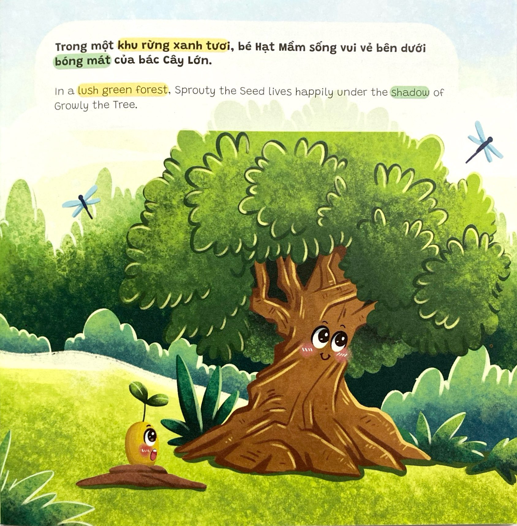 truyện tranh song ngữ anh-việt - tô màu tương tác - ngụ ngôn nhân quả - bé hạt mầm học lớn