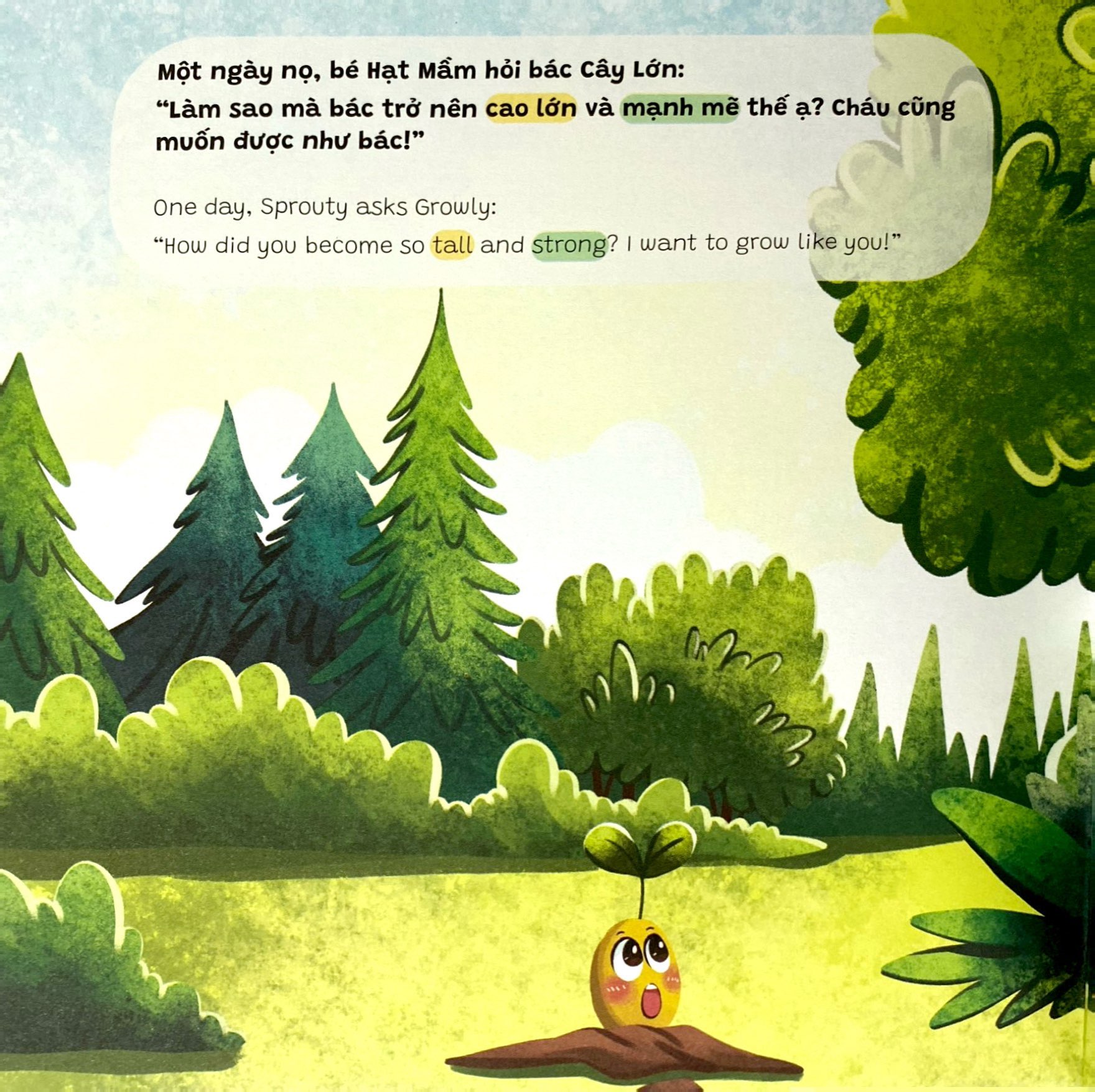 truyện tranh song ngữ anh-việt - tô màu tương tác - ngụ ngôn nhân quả - bé hạt mầm học lớn