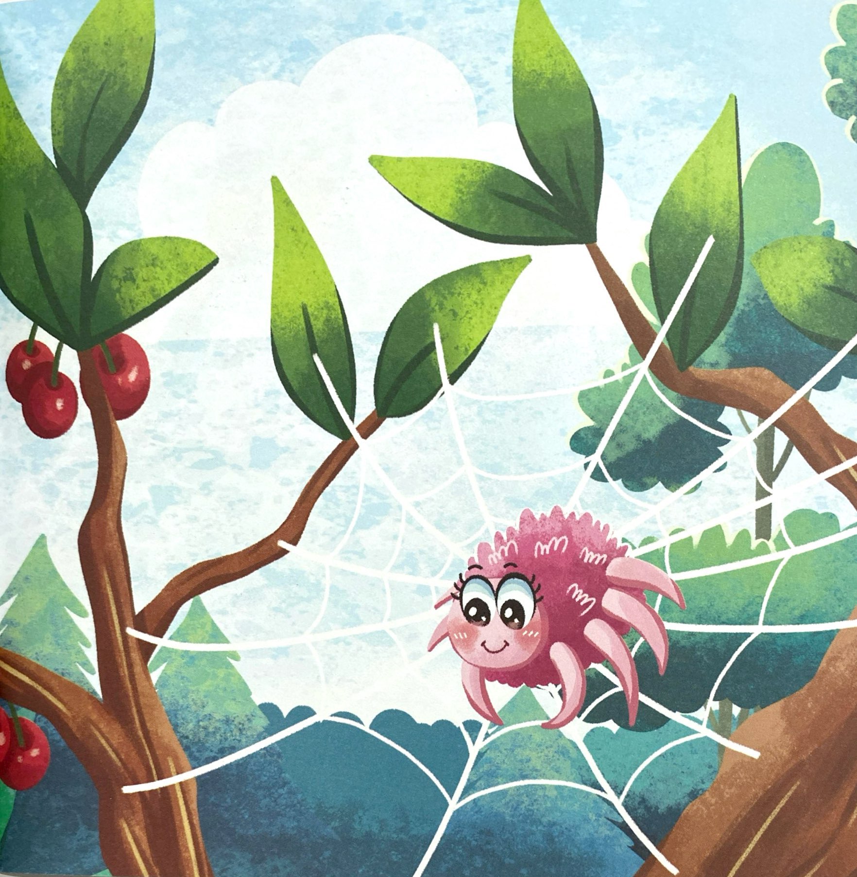 truyện tranh song ngữ anh-việt - tô màu tương tác - ngụ ngôn nhân quả - cô nhện bông mướt