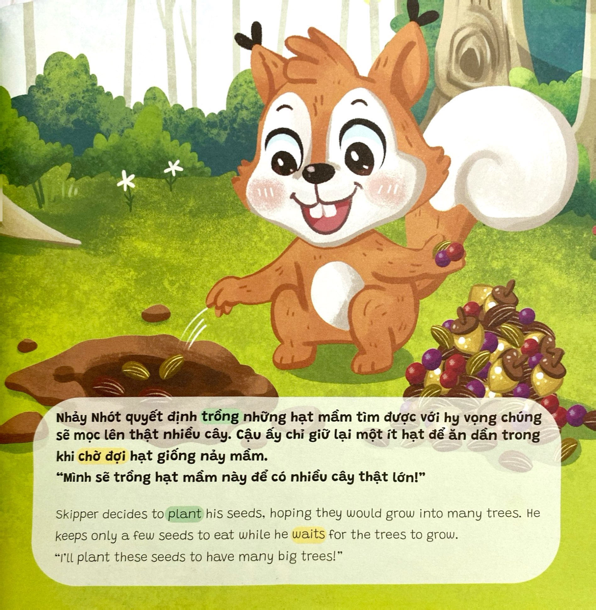 truyện tranh song ngữ anh-việt - tô màu tương tác - ngụ ngôn nhân quả - hạt giống từ bi