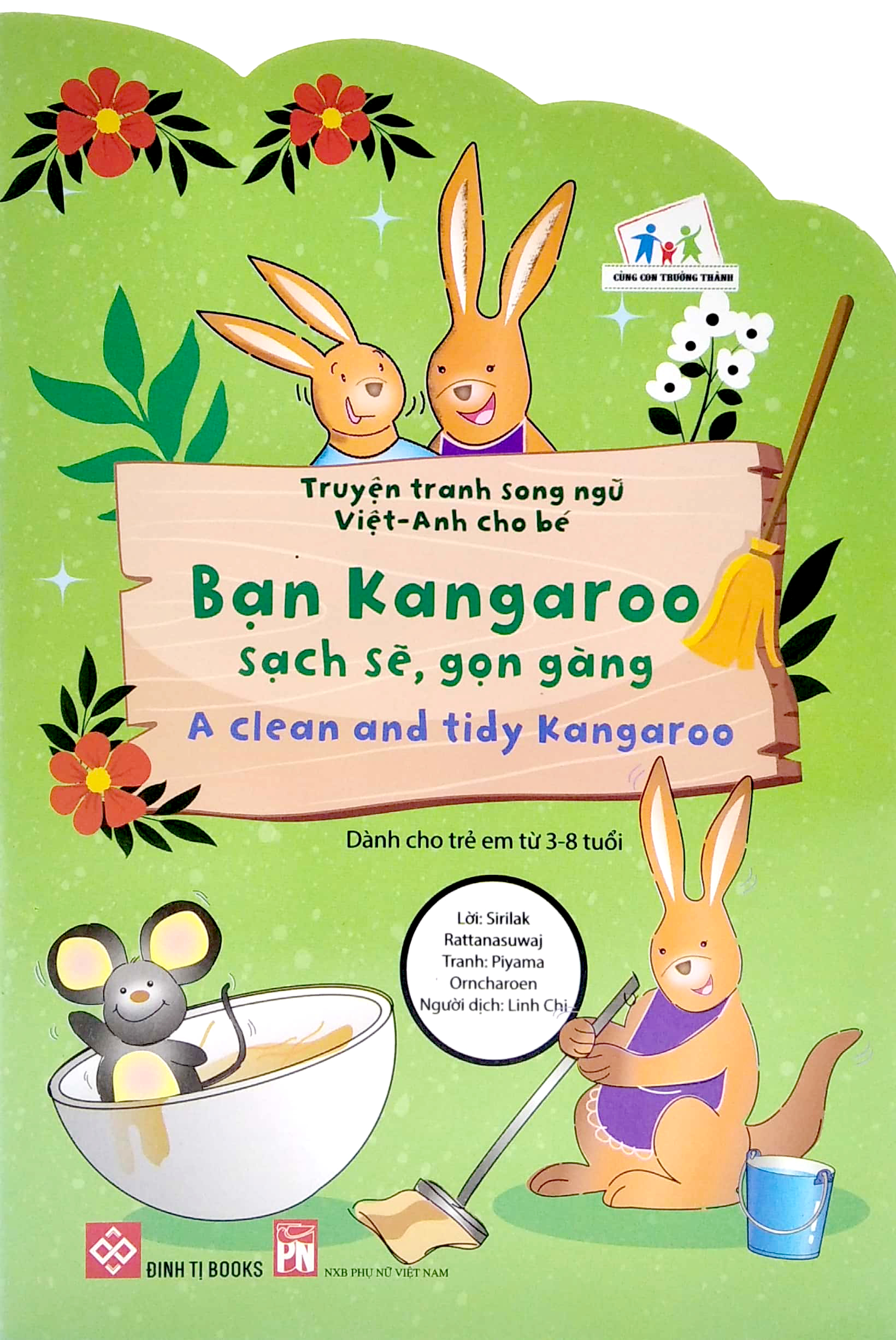 truyện tranh song ngữ việt - anh cho bé - a clean and tidy kangaroo - bạn kangaroo sạch sẽ, gọn gàng
