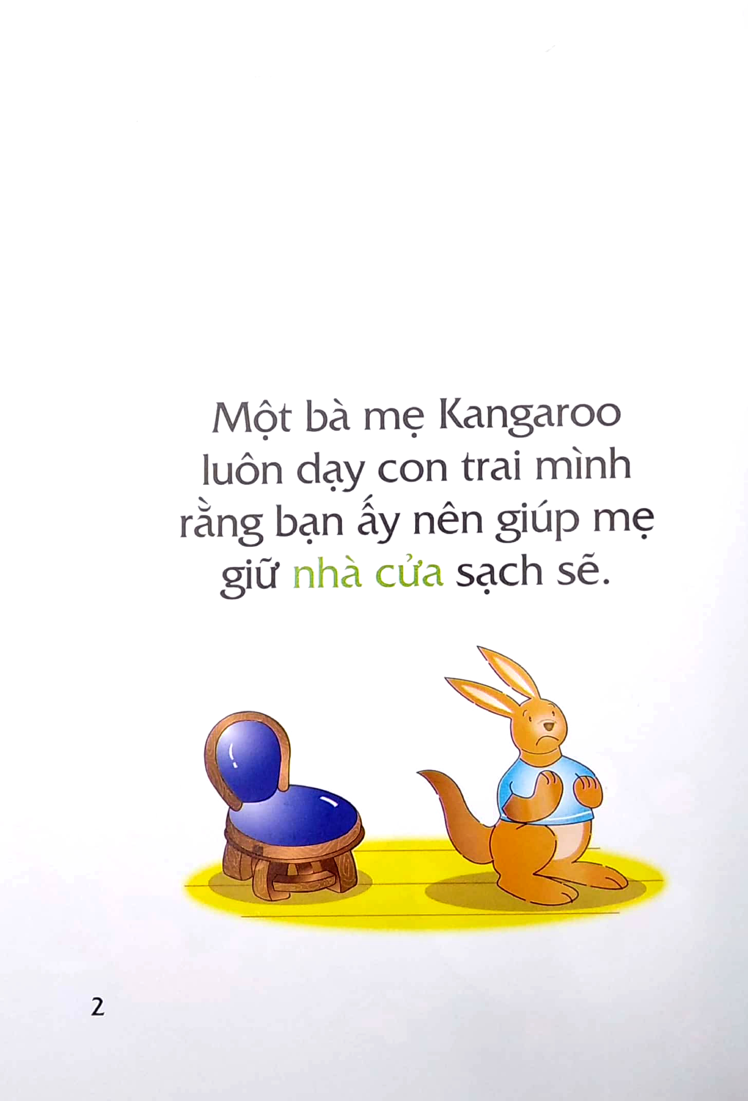 truyện tranh song ngữ việt - anh cho bé - a clean and tidy kangaroo - bạn kangaroo sạch sẽ, gọn gàng