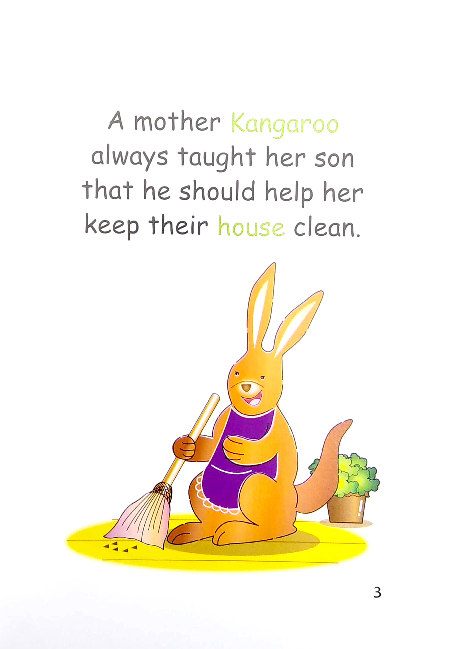 truyện tranh song ngữ việt - anh cho bé - a clean and tidy kangaroo - bạn kangaroo sạch sẽ, gọn gàng