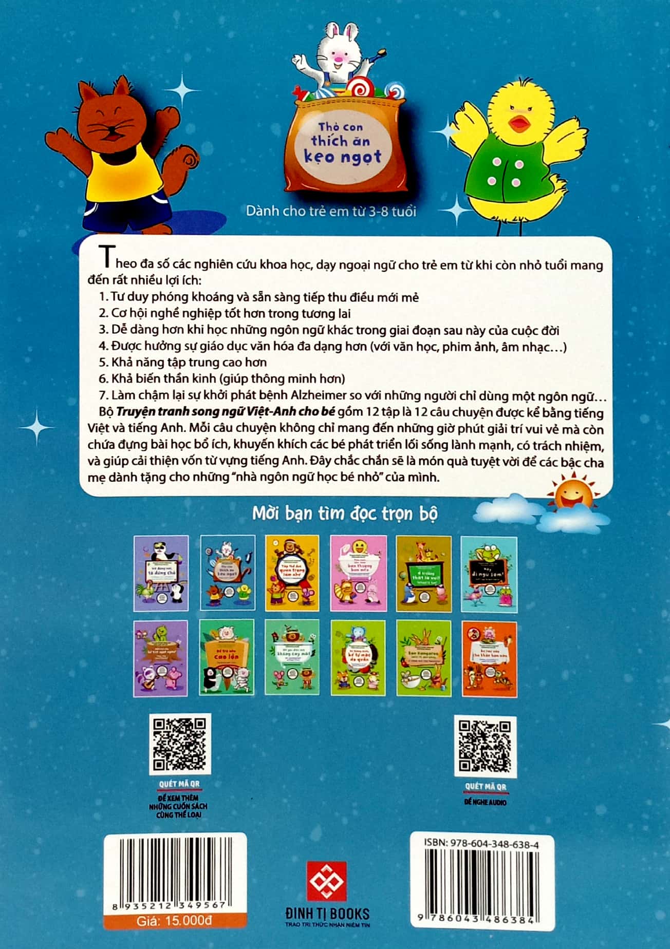 truyện tranh song ngữ việt - anh cho bé - bunny loves candies - thỏ con thích ăn kẹo ngọt