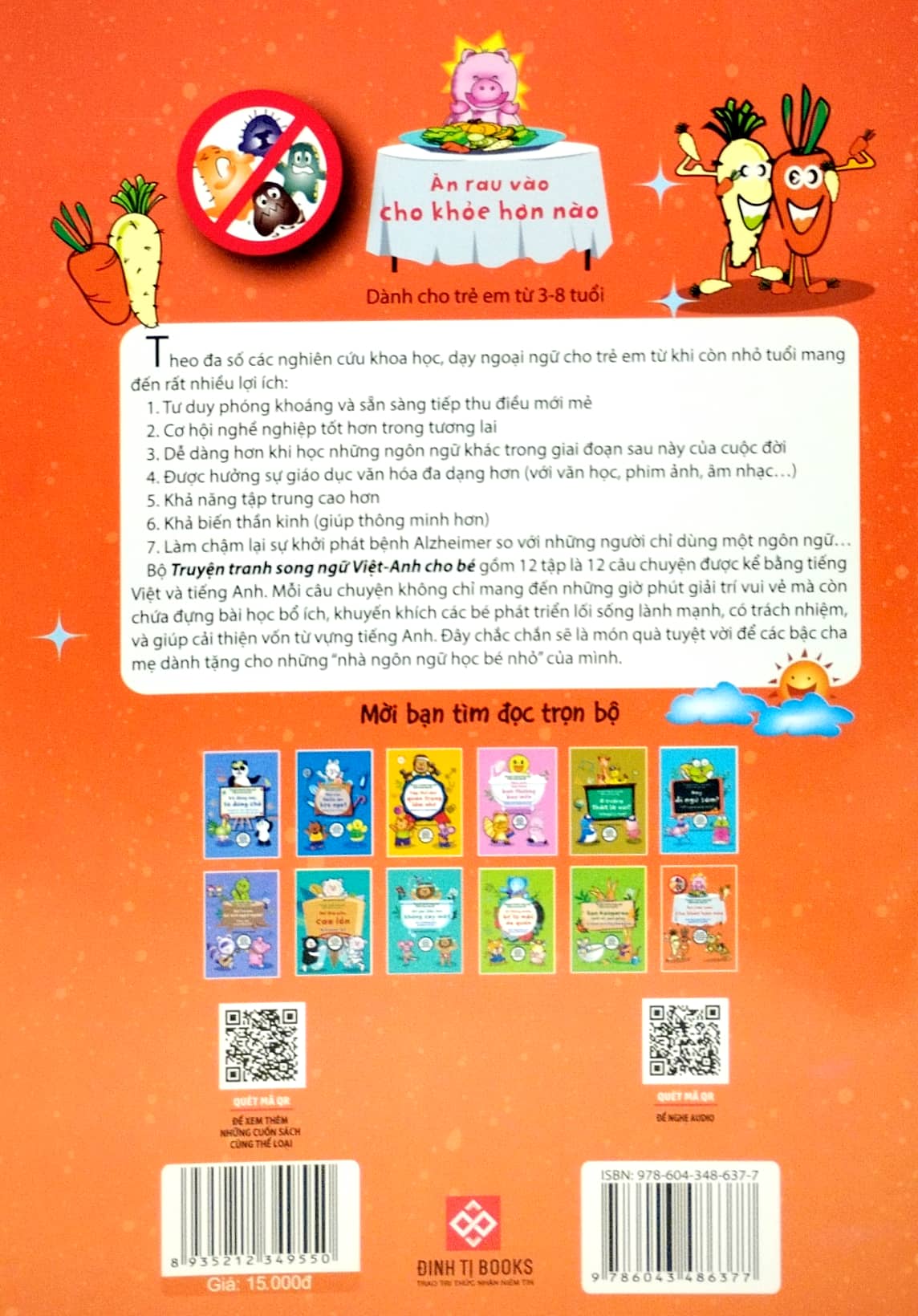 truyện tranh song ngữ việt - anh cho bé - eating vegetables is good for health - ăn rau vào cho khỏe hơn nào