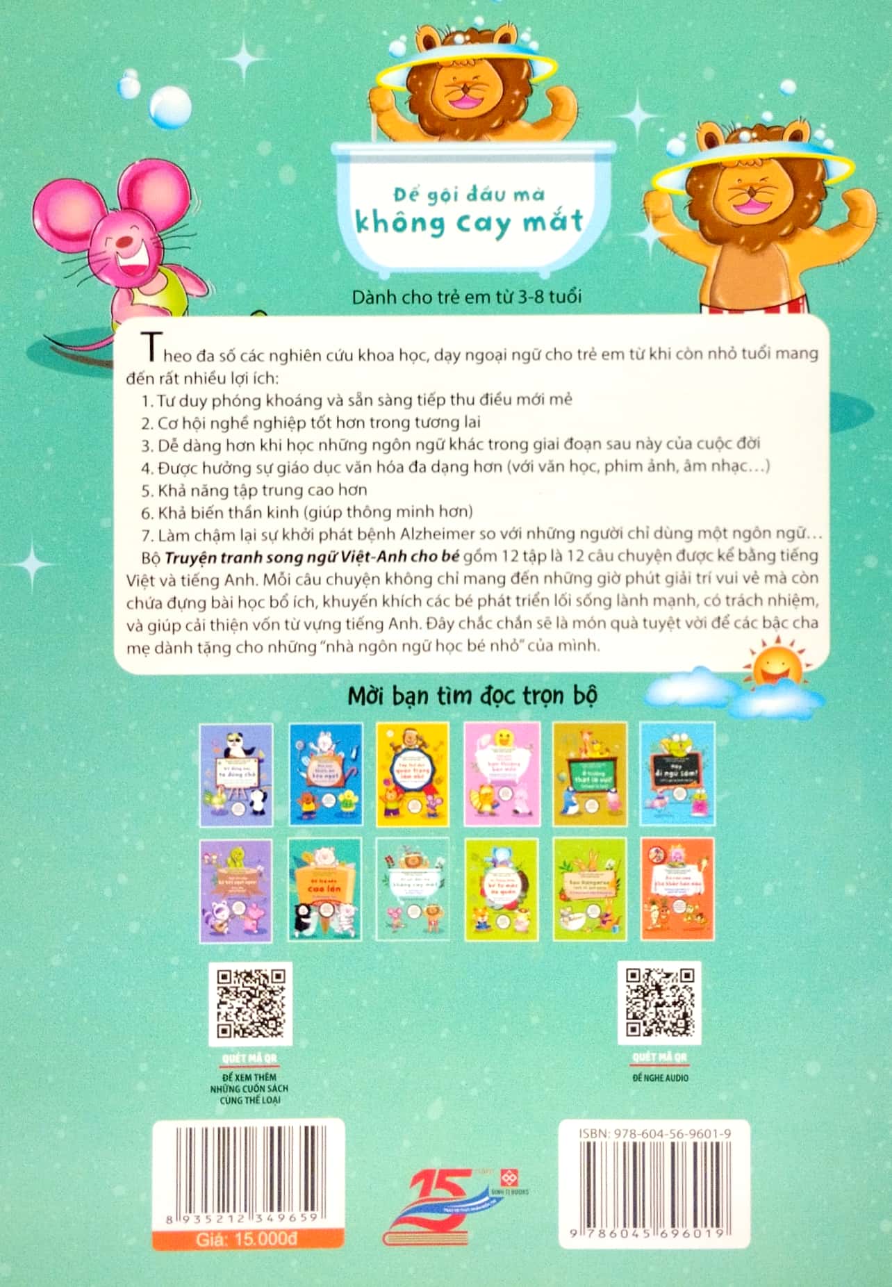 truyện tranh song ngữ việt - anh cho bé - for washing hair without tears - để gội đầu mà không cay mắt