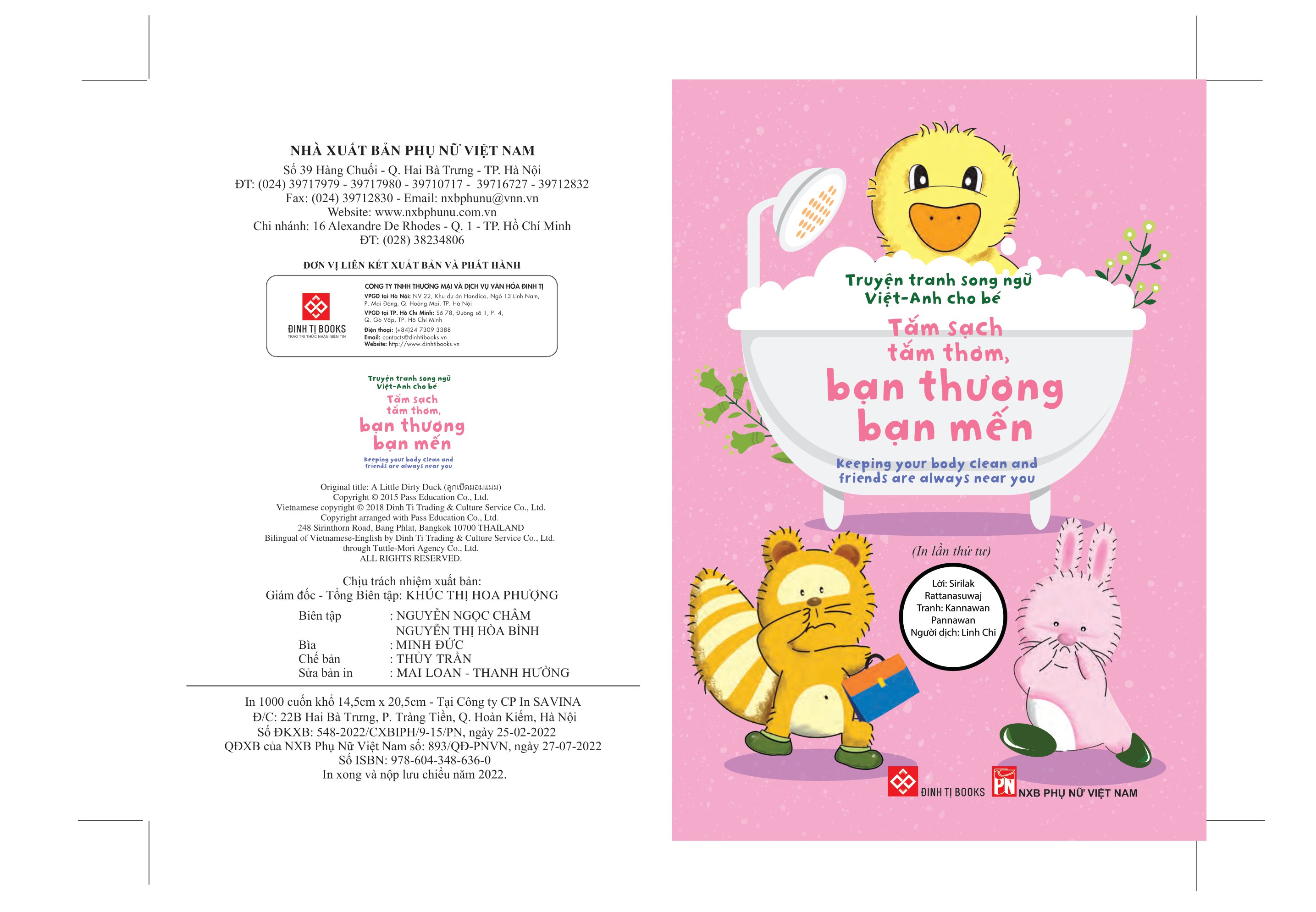 truyện tranh song ngữ việt - anh cho bé - keeping your body clean and friends are always near you - tắm sạch tắm thơm, bạn thương bạn mến