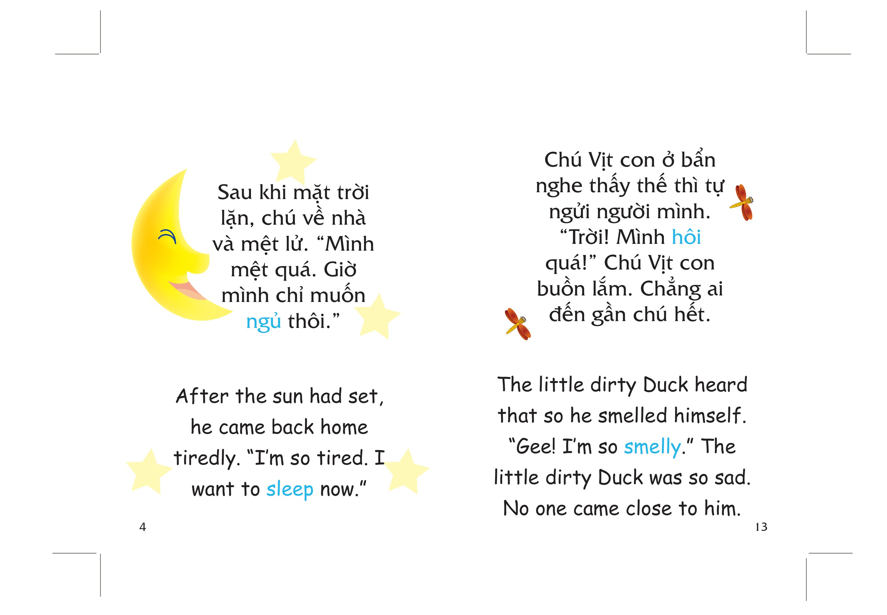 truyện tranh song ngữ việt - anh cho bé - keeping your body clean and friends are always near you - tắm sạch tắm thơm, bạn thương bạn mến
