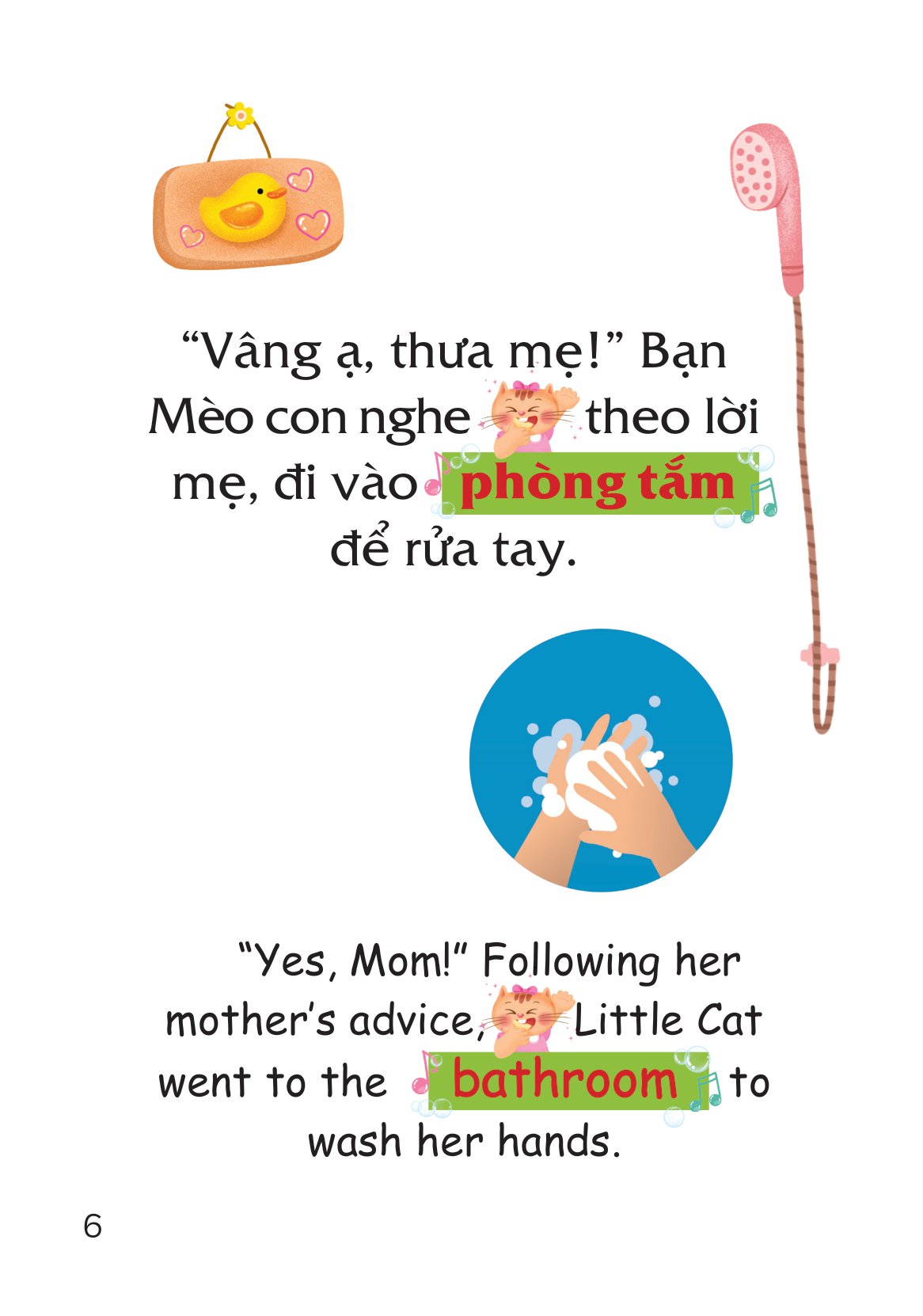 truyện tranh song ngữ việt-anh cho bé - rửa tay sạch sẽ, mạnh khỏe an toàn - washing your hands properly and you are always healthy