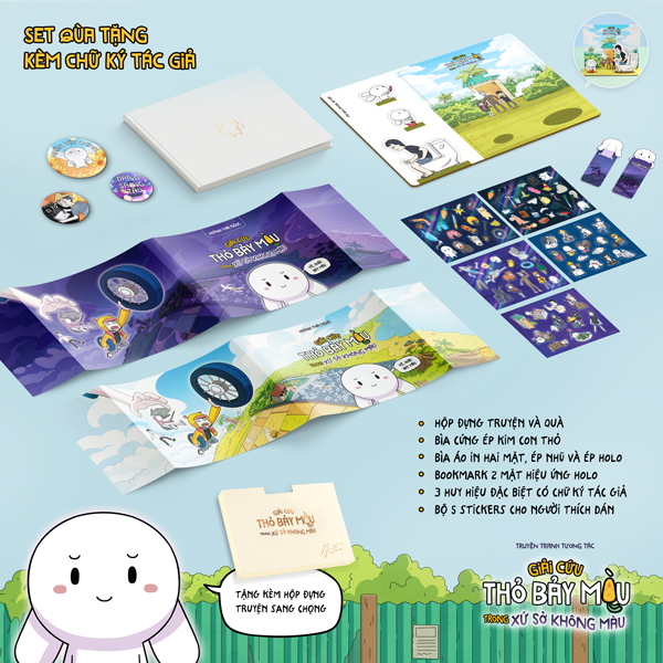 Truyện Tranh Tương Tác - Giải Cứu Thỏ Bảy Màu Trong Xứ Sở Không Màu - Tặng Kèm Bookmark 2 Mặt Cán Holo