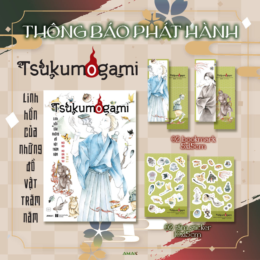 tsukumogami - linh hồn của những đồ vật trăm năm - tặng kèm 2 bookmark hai mặt + 2 tấm sticker
