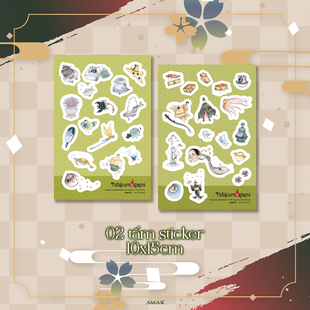 tsukumogami - linh hồn của những đồ vật trăm năm - tặng kèm 2 bookmark hai mặt + 2 tấm sticker