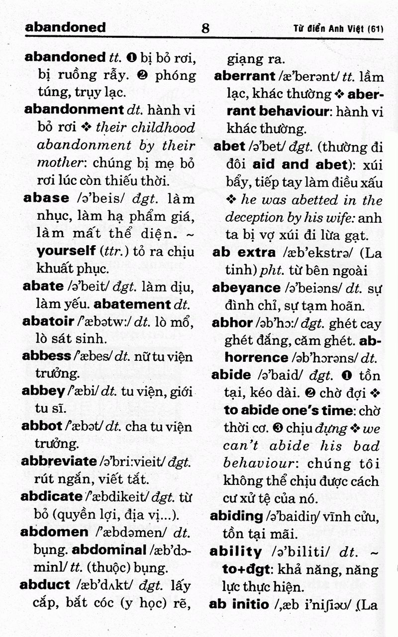 từ điển anh - việt (61.000 từ) - sách bỏ túi