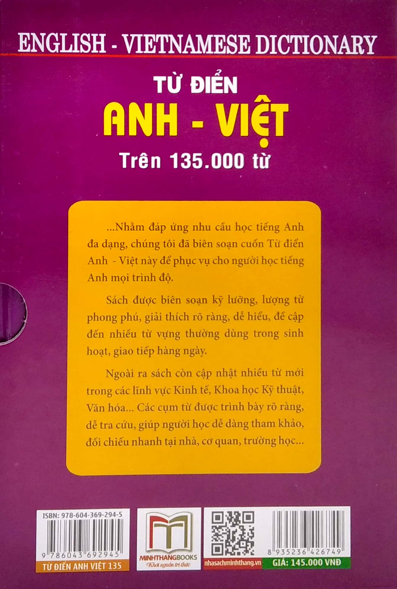 từ điển anh - việt trên 135.000 từ (bìa cứng) (tái bản lần 4)