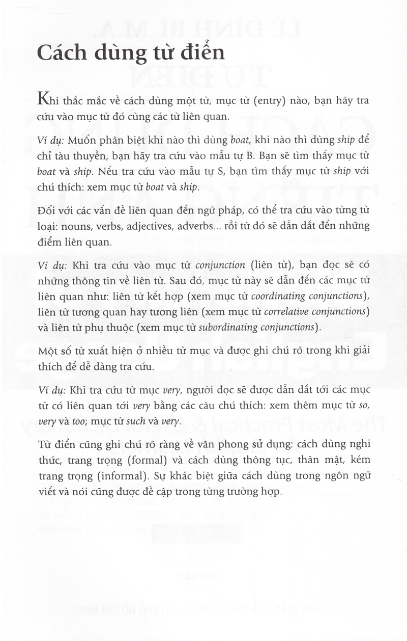 từ điển cách dùng tiếng anh