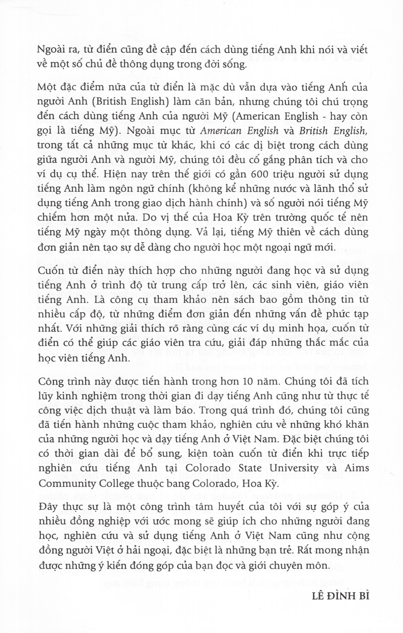 từ điển cách dùng tiếng anh