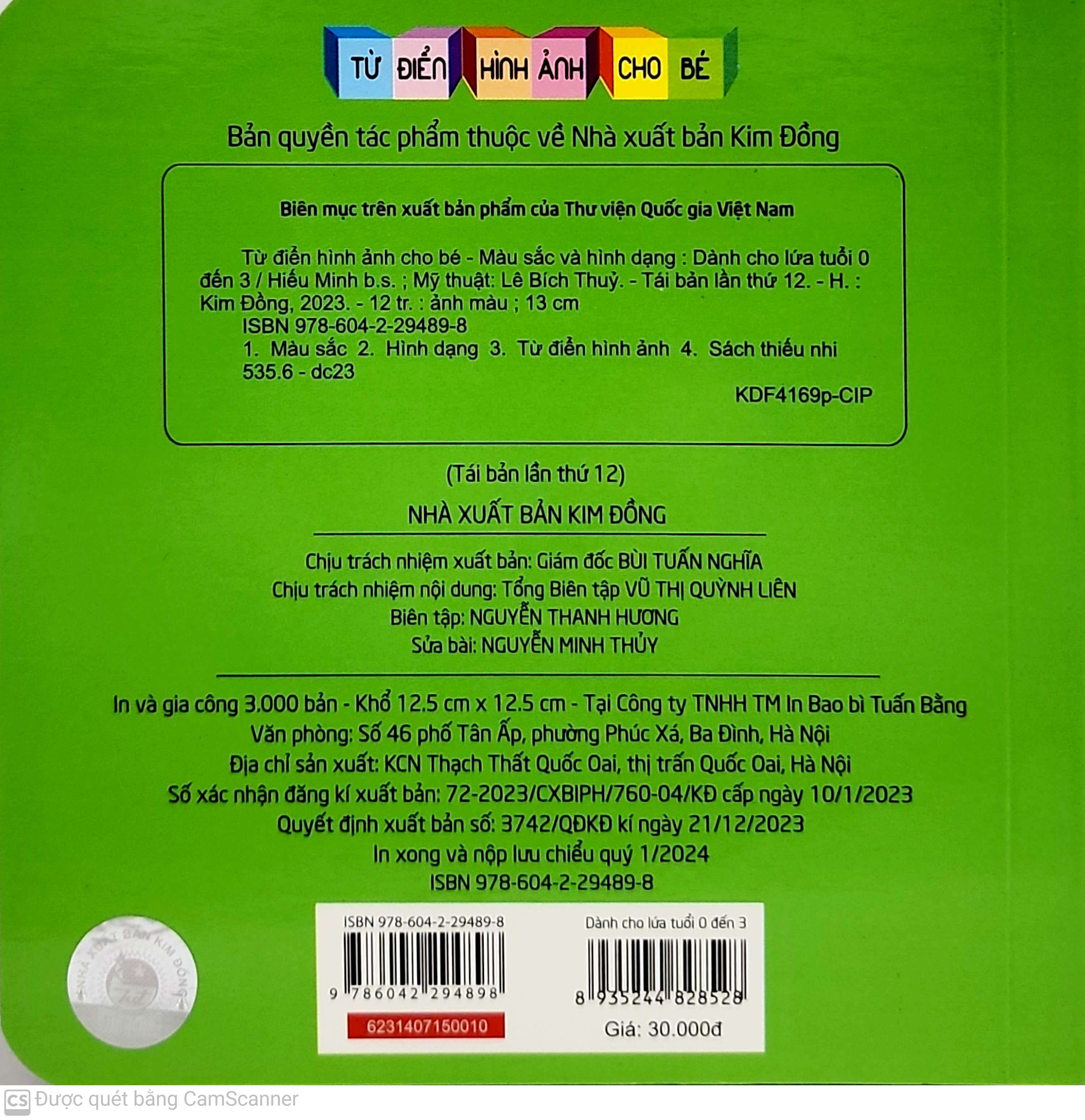 từ điển hình ảnh cho bé - màu sắc và hình dạng (tái bản 2019)