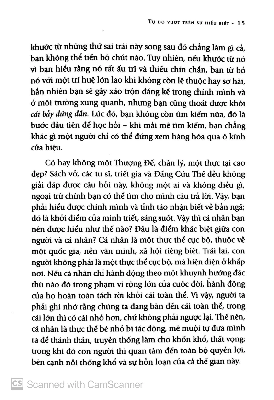 tự do vượt trên sự hiểu biết