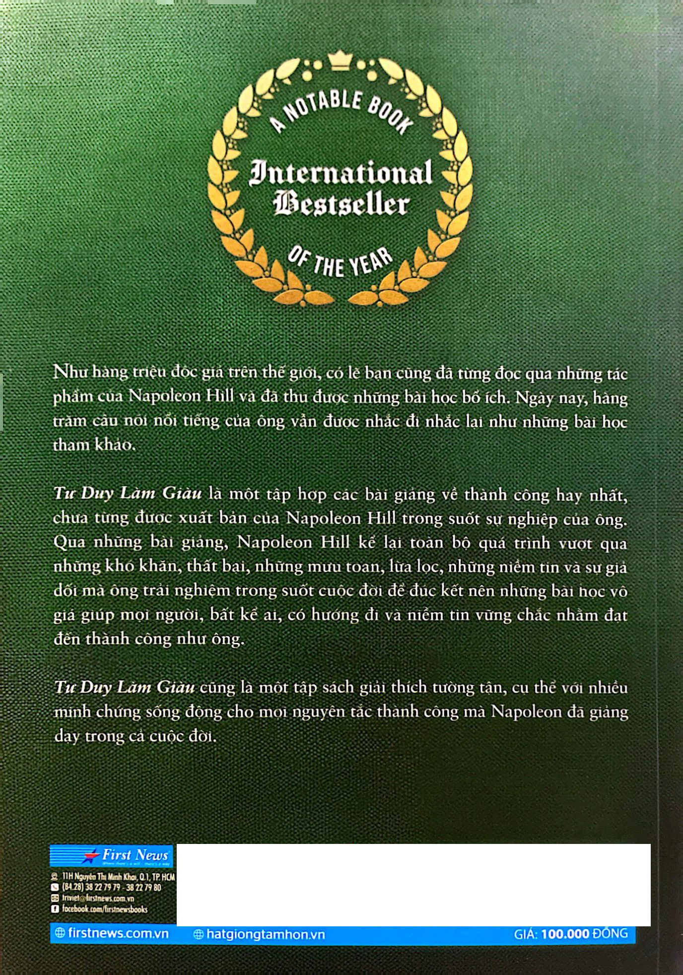 tư duy làm giàu - những bài nói chuyện bất hủ của napoleon hill (tái bản)