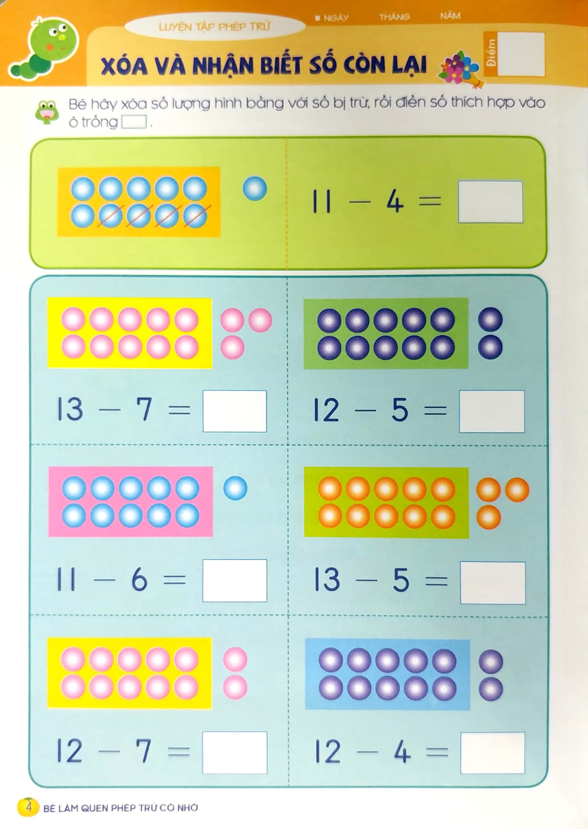 tư duy toán học hàn quốc - bé làm quen phép trừ có nhớ