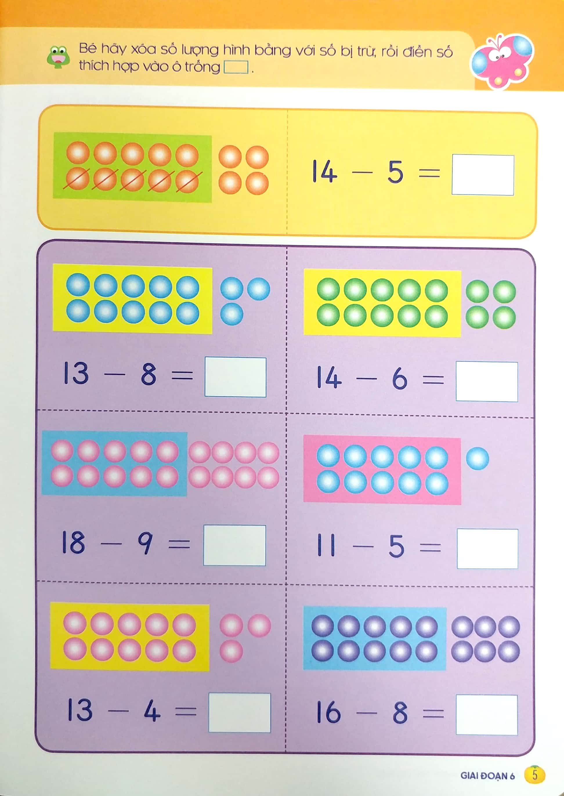 tư duy toán học hàn quốc - bé làm quen phép trừ có nhớ