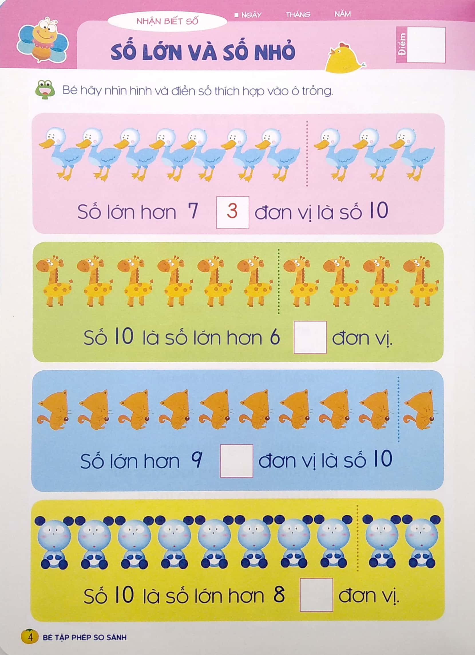 tư duy toán học hàn quốc - bé tập phép so sánh