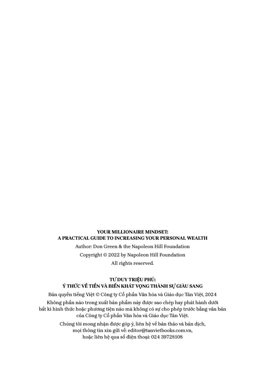 tư duy triệu phú - ý thức về tiền và biến khát vọng thành sự giàu sang
