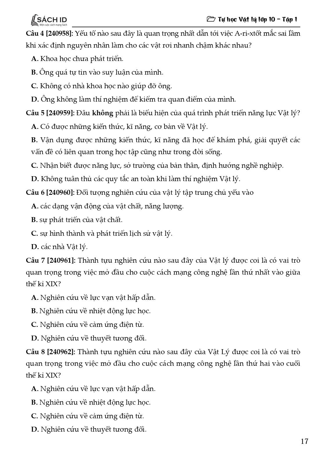 tự học vật lí lớp 10 - tập 1 (theo chương trình sgk mới)