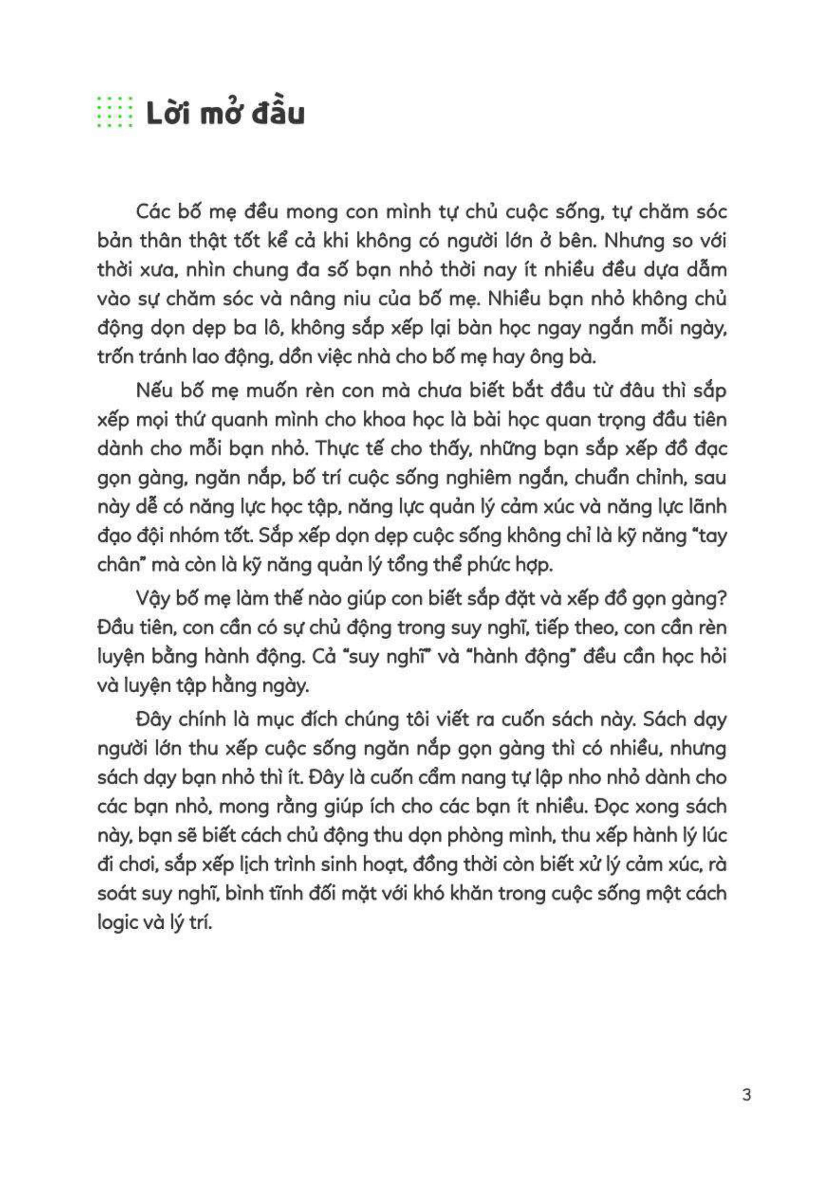 tự lập từ tiểu học - ngăn nắp gọn gàng