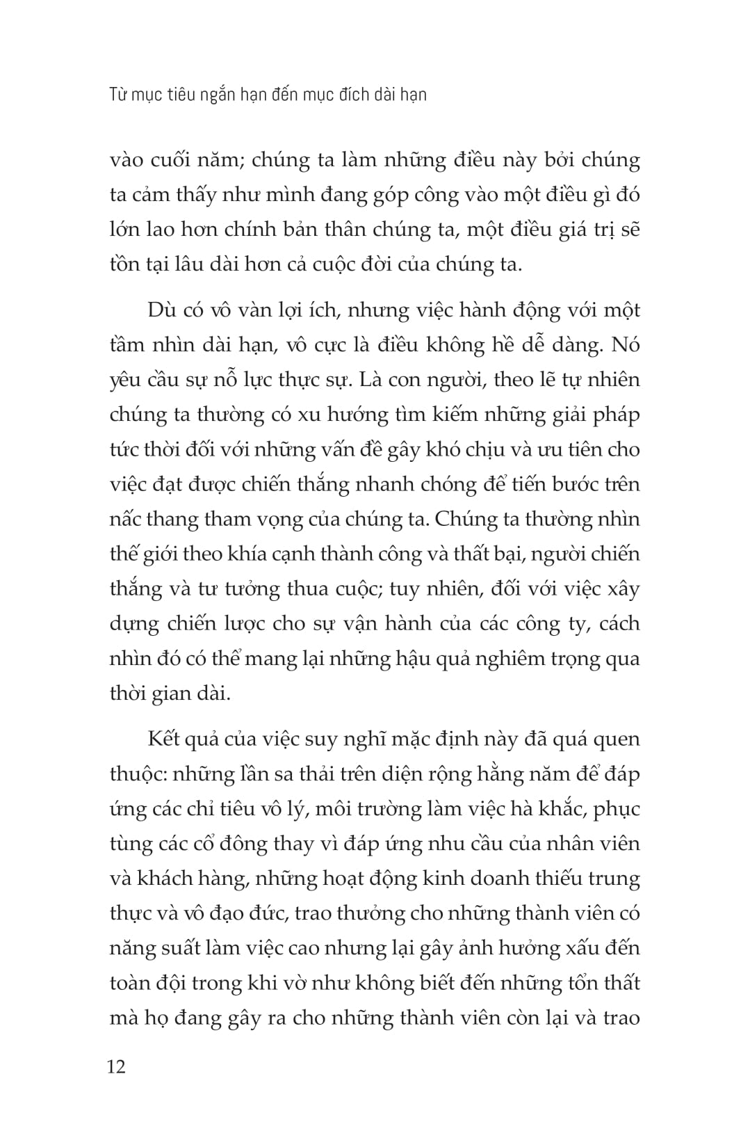 từ mục tiêu ngắn hạn đến mục đích dài hạn