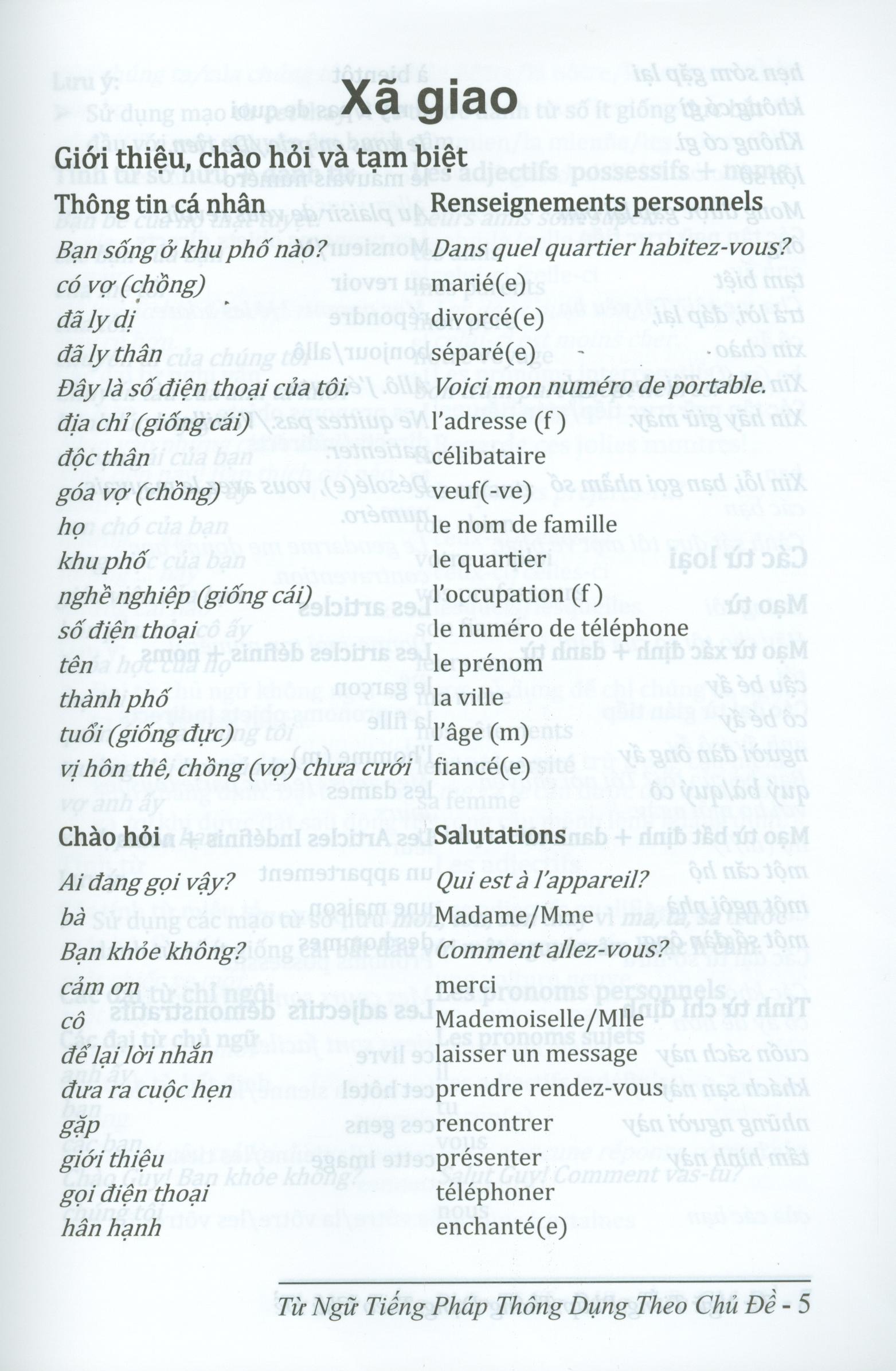 từ ngữ tiếng pháp thông dụng theo chủ đề (tái bản 2024)