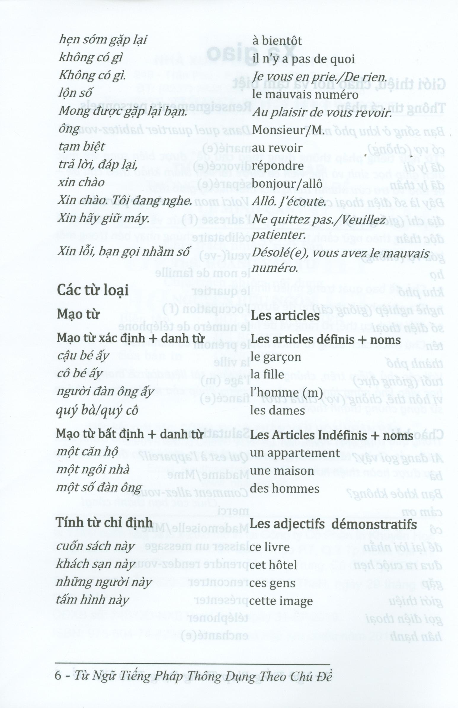 từ ngữ tiếng pháp thông dụng theo chủ đề (tái bản 2024)