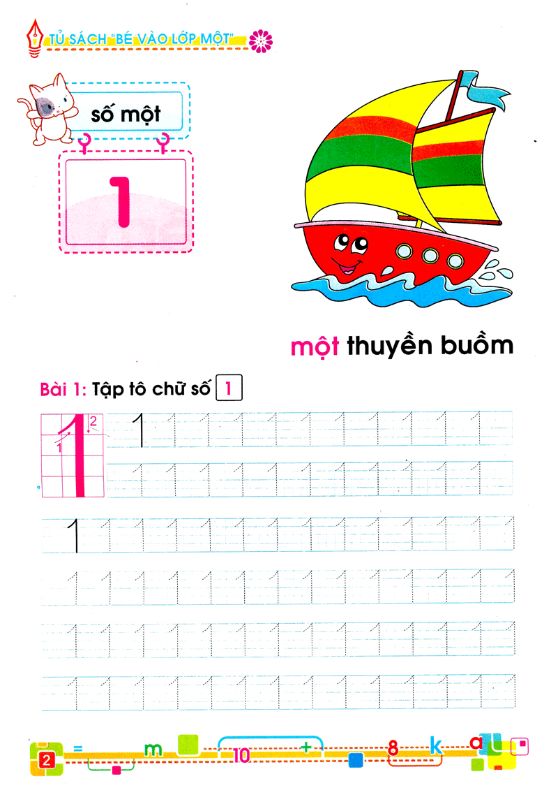 tủ sách cho bé vào lớp 1 - bé tập đếm và tập tô