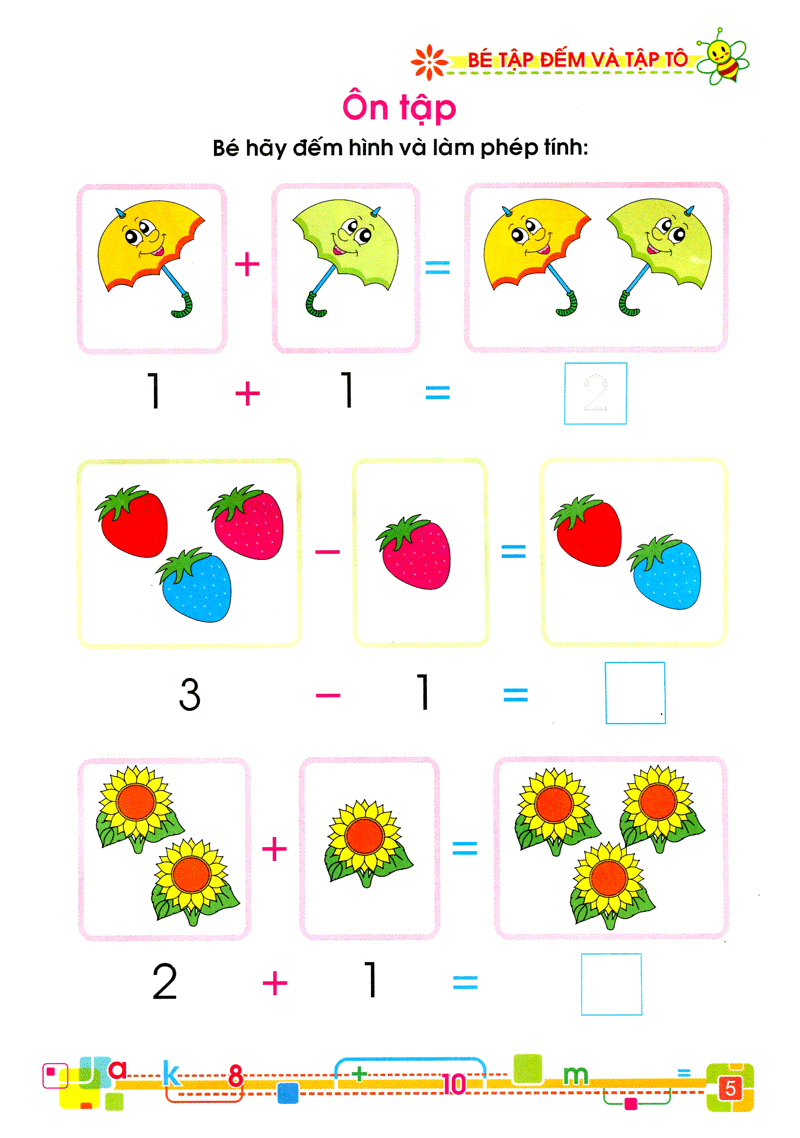 tủ sách cho bé vào lớp 1 - bé tập đếm và tập tô