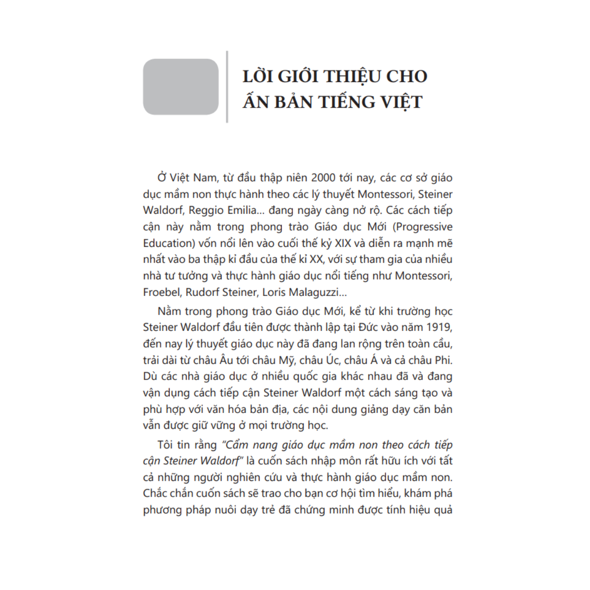 Tủ Sách Giáo Dục Mầm Non IPER - Cẩm Nang Giáo Dục Mầm Non Theo Cách Tiếp Cận Steiner Waldorf